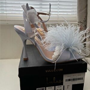 Lulu's Light Blue Feathered Heels